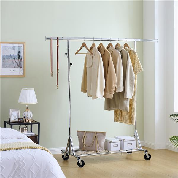 Clothes Rack Heavy Duty Clothing Rack 600LBS Rolling Clothes Racks for Hanging Clothes,  Commercial Garment Rack Heavy Duty Clothes Rack Collapsible ＆ Portable Clothing Rack with Wheels