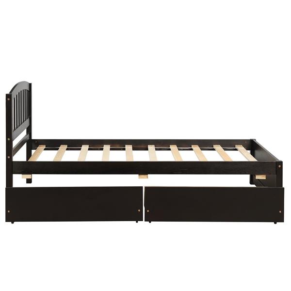 Twin size Platform Bed with Two Drawers, Espresso