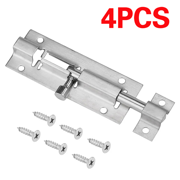 4PCS All Slide Bolt Bathroom Shed Bedroom Toilet Door Lock Catch Latch