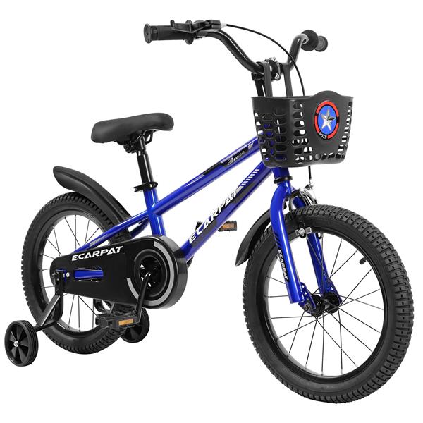 Kids Bike 16 inch for Boys & Girls with Training Wheels, Freestyle Kids' Bicycle with Bell,Basket and fender.