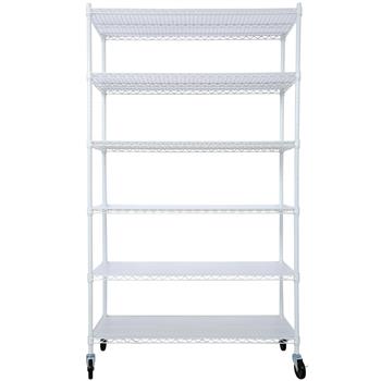 6 Tier 6000lbs Capacity NSF Metal Shelf Wire Shelving Unit, Heavy Duty Adjustable Storage Rack with Wheels & Shelf Liners for Commercial Grade Utility Steel Storage Rack, White- 82\\"H x 48\\"L x 18\\"D