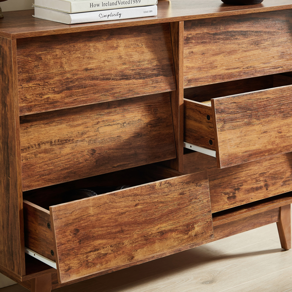 6 Drawer Double Dresser Features Vintage-style and Bevel Design