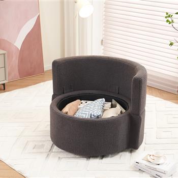 Fabric Swivel And Storage Chair With Back Cushion For Living Room,Dark Gray