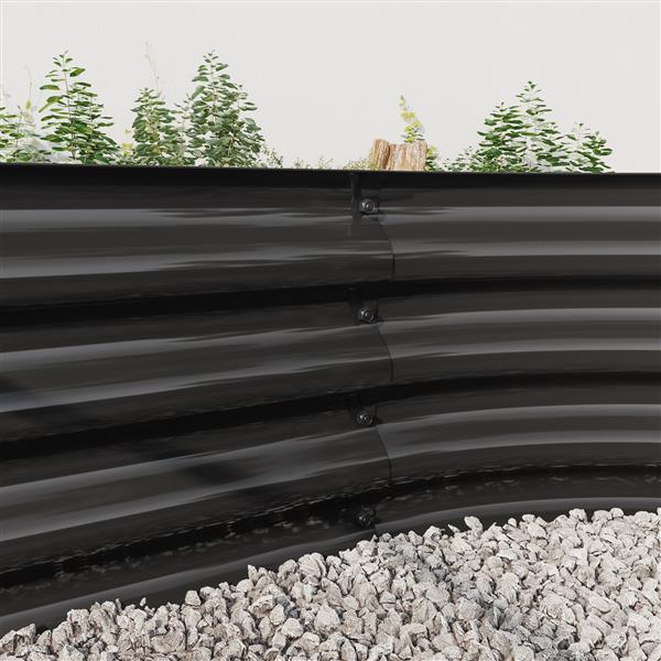 Raised Garden Bed Outdoor,   Oval Large Metal Raised Planter Bed for for Plants, Vegetables, and Flowers - Black