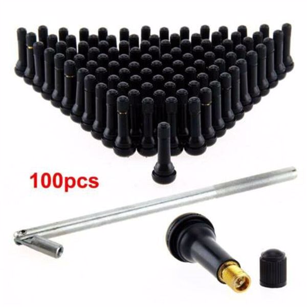 100Pc TR414 Tubeless Rubber Car Wheel Tyre Valve With Metal Valve Puller Tool UK