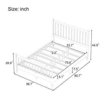 Full Size Wood Platform Bed with Gourd Shaped Headboard and Footboard, Pink