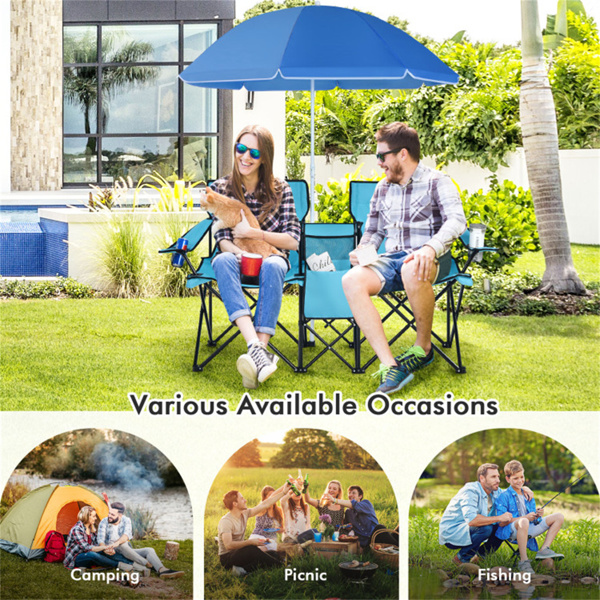 Outdoor camping chair with umbrella