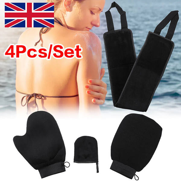 4Pcs/Set Back Body Cleaning Glove Self Tanning Mitt Fake Tan Applicator Gloves Q