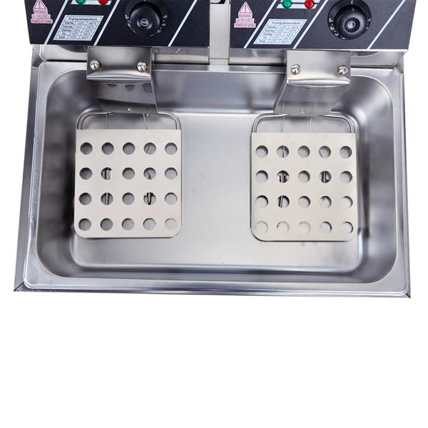 【Replace the old encoding 82308600】Eh83O 110V Oil Consumption 12.7Qt/12L Oil Pan Total Capacity 23.26Qt/22L Stainless Steel Large Single-Cylinder Electric Fryer 5000W Max