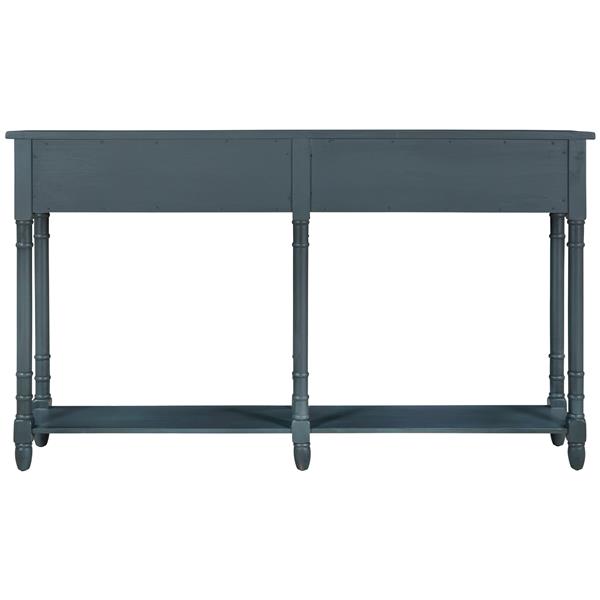 Console Table Sofa Table Easy Assembly with Two Storage Drawers and Bottom Shelf for Living Room, Entryway (Antique Navy)