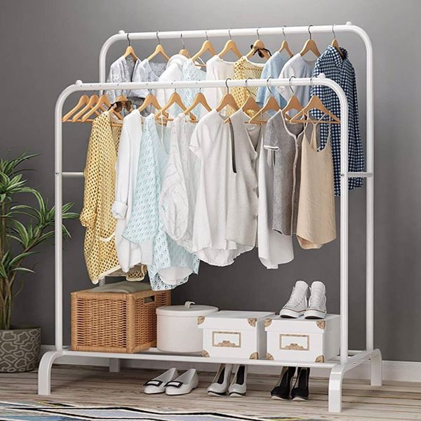 Heavy Duty Double Clothes Rail Hanging Rack Garment Display Stand Storage Shelf