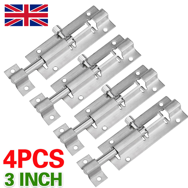 4PCS All Slide Bolt Bathroom Shed Bedroom Toilet Door Lock Catch Latch