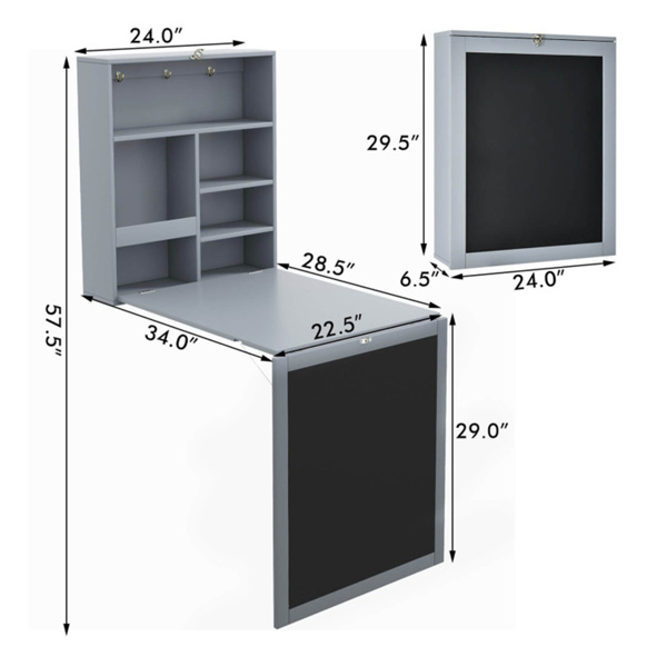 Gray wall mounted office desk