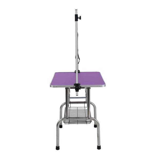 36" Folding Dog Pet Grooming Table Stainless Steel Frame Rubber Mat on Board with Adjustable Arm and Clamps pet dog Cat Grooming Table (PURPLE COLOR)