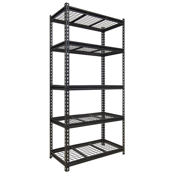 5-Tier  Adjustable Metal Shelving Unit ,Heavy Duty Garage Shelving,Storage Racks,Industrial Utility Shelf,35.4" W x 18 "D x 72''H, Black for Garage, Basement, Warehouse, Workshop,kitchen and so on.