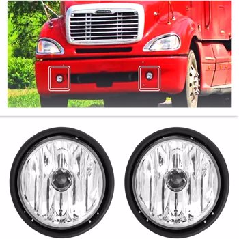 Leavan Fog Lights Replacement With Bulbs Fit For Freightliner Columbia 2000-2015 Passenger & Driver Side Front Fog Light Lamp Fit for Freightliner Century（A Pair,White）