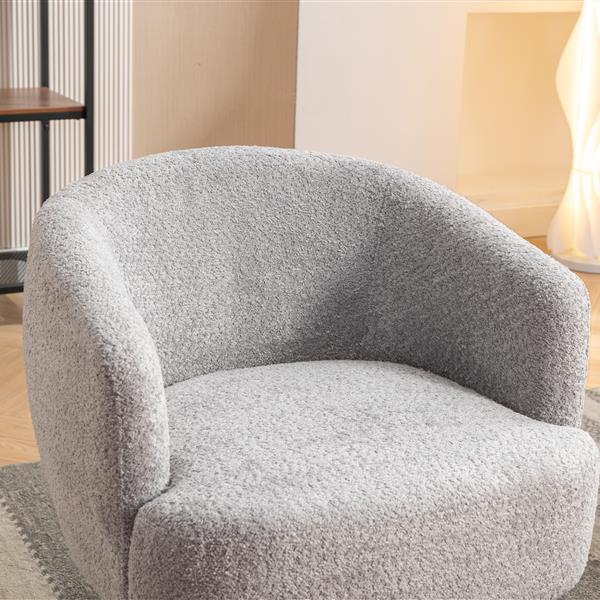 048-Chenille Fabric Swivel Chair With Gold Metal Round Base,Light Gray