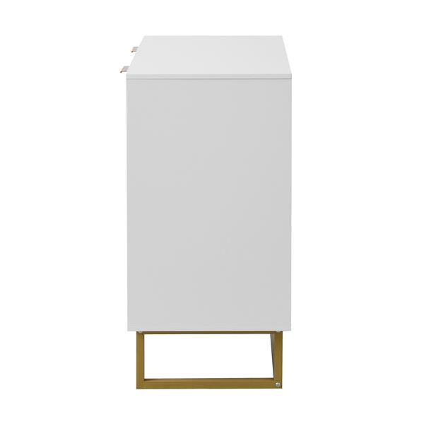 White and Gold Storage Cabinet with 2 Doors, Modern Buffet Sideboard Cabinet, Kitchen Buffet Cabinet with Storage Sideboard Buffet for Living Room