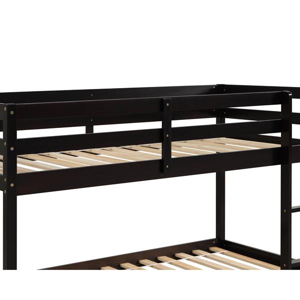 Twin over Twin Floor Bunk Bed,Espresso