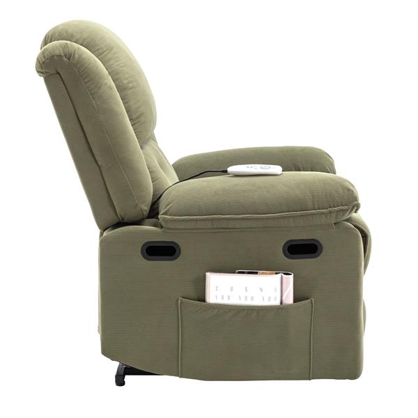 Massage Recliner,Power Lift Chair for Elderly with Adjustable Massage and Heating Function,Recliner Chair with Infinite Position and Side Pocket for Living Room ,Green