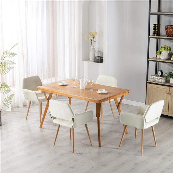 Hengming Small Modern Living Dining Room Chairs Fabric Mid-Century Upholstered Side Seat Club Guest with Metal Legs Legs (Beige)1pcs/ctn.