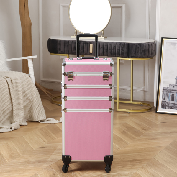 4 in 1 Aluminum Cosmetic Makeup Case Tattoo Box Pink