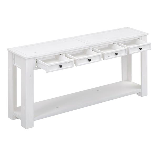 Console Table/Sofa Table with Storage Drawers and Bottom Shelf for Entryway Hallway(Antique White)