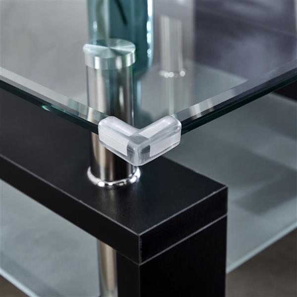 Clear Glass Top Side Table, 24"x24"x24" End Table, Modern Design For Home