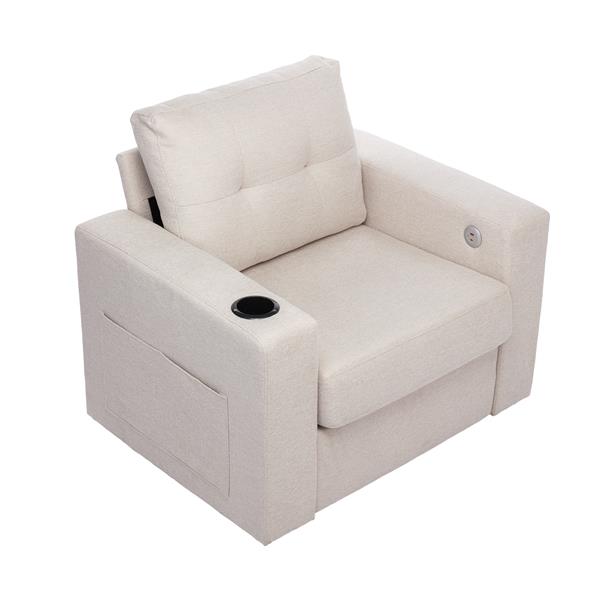 Modern Swivel Accent Sofa Chair, Ernomic Casual 90 Degree Swivel Single Sofa Seat with Drink Holder Living Room Chair ,Soft Egyptian Velvet Sofa Chair (White)