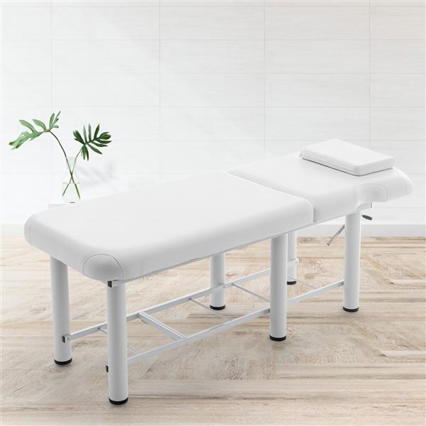 Professioanl Massage Table , Backrest Adjustable, Removable Headrest, Bottom Shelf Storage , Memory Foam Layer Salon Bed,White