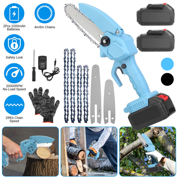 Mini 4In&6In Two Sizes Chainsaws Super Handheld Rechargeable Chain Saw With mini chain saw is an excellent tool Small Electric Chainsaws Battery Powered For Wood/Trees Cutting No shipments on weekend