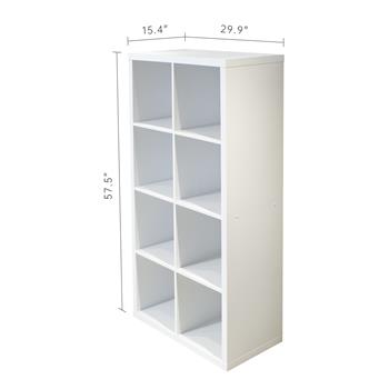 8-Cube Organizer Storage with Opened Back Shelves,2 X 4 Cube Bookcase Book Shleves for Home, Office (White)