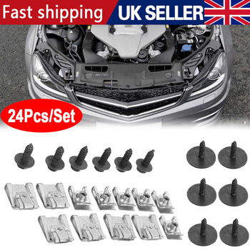 24pcs Engine Undertray Clips Screws Under Cover Rivets for Mercedes-Benz E-Class