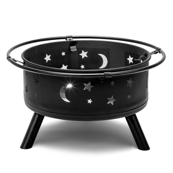 30IN Metal Fire Pit Black