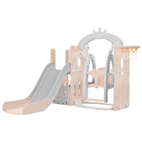 Toddler Slide and Swing Set 5 in 1, Kids Playground Climber Slide Playset with Basketball Hoop  Combination for Babies Indoor & Outdoor