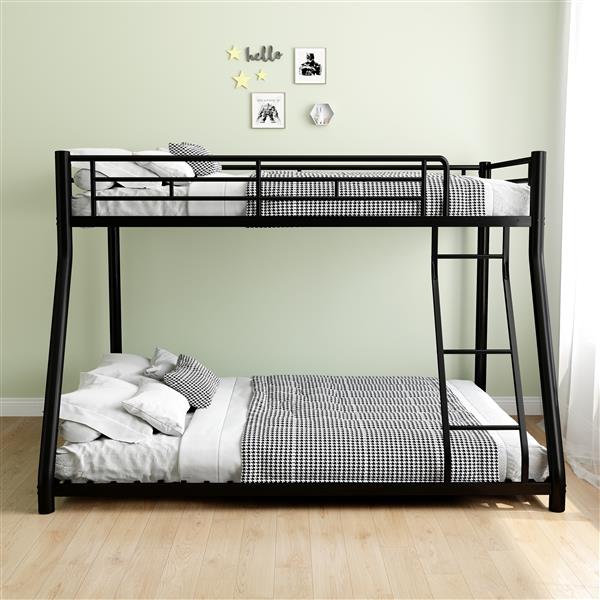 Metal Twin over Full Bunk Bed/ Heavy-duty Sturdy Metal/ Noise Reduced/ Safety Guardrail/ CPC Certified/ No Box Spring Needed,Black