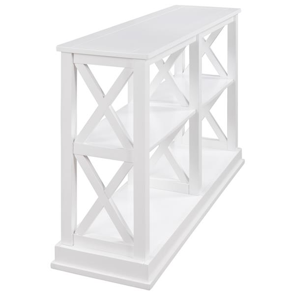 Console Table with 3-Tier Open Storage Spaces and "X" Legs, Narrow Sofa Entry Table for Living Room (White)