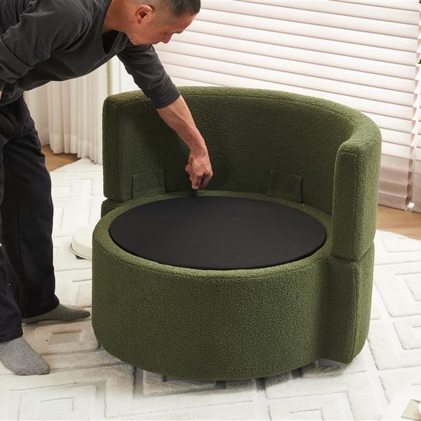 Fabric Swivel And Storage Chair With Back Cushion For Living Room,Green