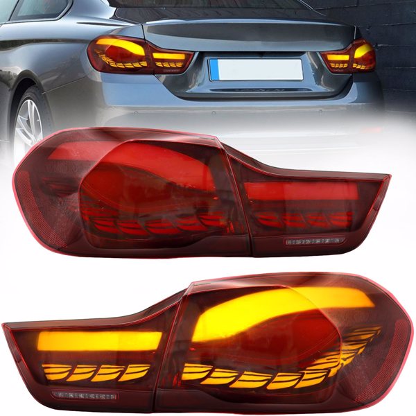 OLED Tail Lights Compatible with 2014-2020 4-series BMW GTS F32 F33 F36 F82 F83 with 3D Dynamic Animation Dragon Scales Running Light, Driver and Passenger Side