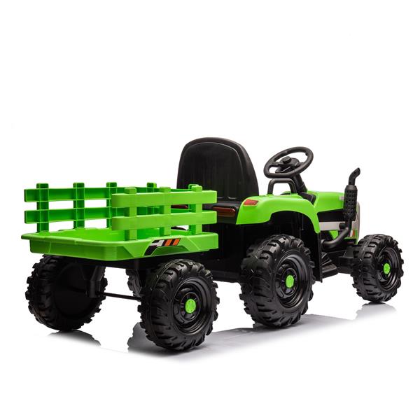 Ride on Tractor with Trailer,12V Battery Powered Electric Tractor Toy w/Remote Control,electric car for kids,Three speed adjustable,Power display, USB,MP3 ,Bluetooth,LED light,Two-point safety belt