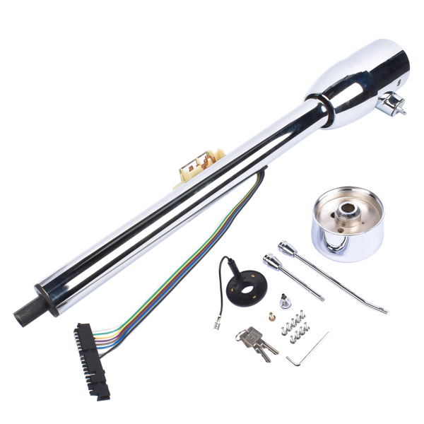 Chrome 30" Manual Tilt Steering Column Floor Shift GM Universal w/ Key+Adapter