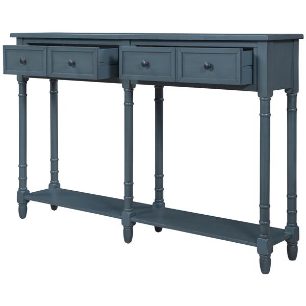 Console Table Sofa Table Easy Assembly with Two Storage Drawers and Bottom Shelf for Living Room, Entryway (Antique Navy)