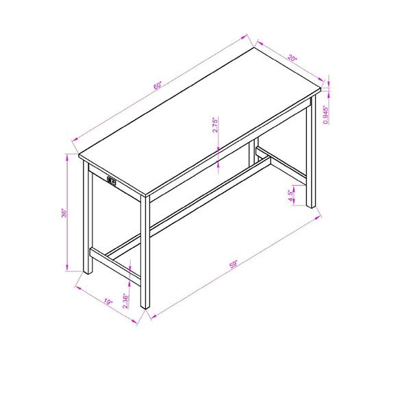 Bar Table Set with Power Outlet, Bar Table and Chairs Set, 4 Piece Dining Table Set, Industrial Breakfast Table Set, for Living Room, Dining Room, Game Room