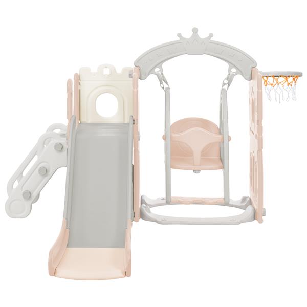 Toddler Slide and Swing Set 5 in 1, Kids Playground Climber Slide Playset with Basketball Hoop  Combination for Babies Indoor & Outdoor