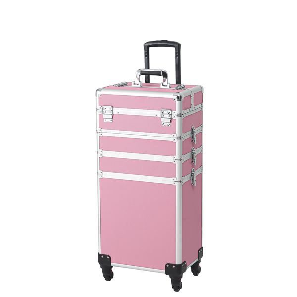 4 in 1 Aluminum Cosmetic Makeup Case Tattoo Box Pink