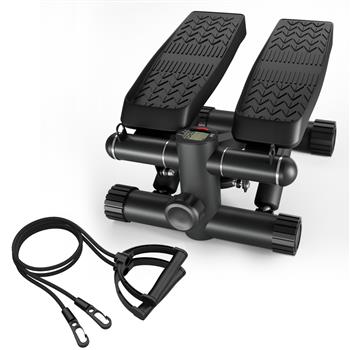 Steppers for Exercise, Stair Stepper with Resistance Bands, Mini Stepper with 330LBS Loading Capacity, Hydraulic Fitness Stepper with LCD Monitor, No Assembly Required