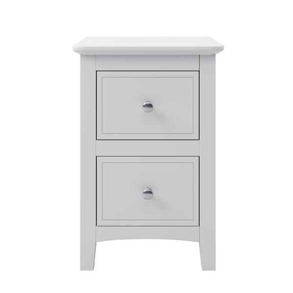 2 Drawers Solid Wood Nightstand End Table in White