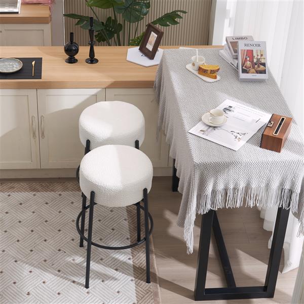 30" Tall, Round High Bar Stools, Set of 2 - Contemporary upholstered dining stools for kitchens, coffee shops and bar stores - Includes sturdy hardware support legs