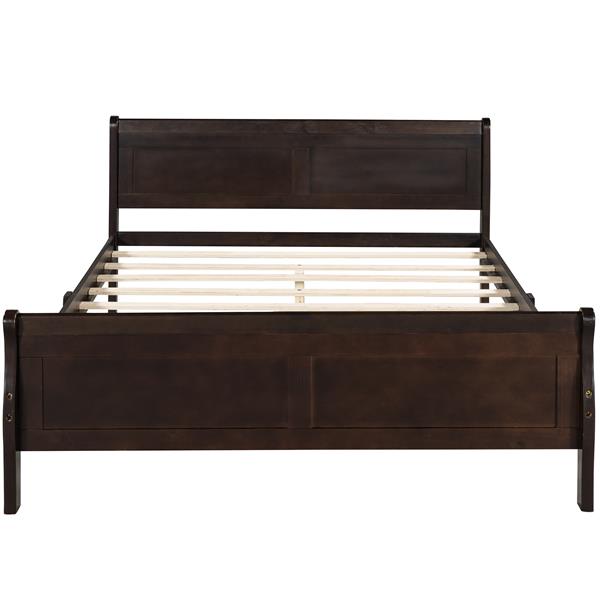 Full Size Wood Platform Bed with Headboard and Wooden Slat Support (Espresso)