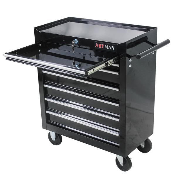 7 DRAWERS MULTIFUNCTIONAL TOOL CART WITH WHEELS-BLACK